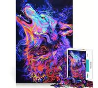 Neon Wolf Art 1000 Piece Jigsaw Puzzle for Adults Smart Game Soothing Fun Pattern Assembly Stylish Gift (38x26cm)
