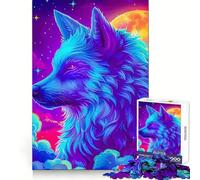 Neon Wolf Cosmic Setting 1000 Piece Jigsaw Puzzles for Adults Brain Workout Toy Peaceful Fun Art Assembly Fine Art Piece (38x52cm)