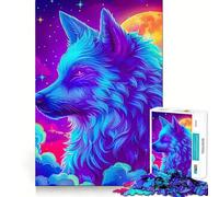 Neon Wolf Cosmic Setting Jigsaw Puzzles for Adults 1000 Pieces Reason Skill Toy Tension Relief Exact Cut Cherished Gift (50x75cm)