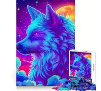 Neon Wolf Cosmic Setting Jigsaw Puzzles for Adults 1000 Pieces Reason Skill Toy Tension Relief Exact Cut Cherished Gift (50x75cm)