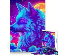 Neon Wolf Cosmic Setting Jigsaw Puzzles for Teenagers 1000 Piece Logic Toy Family Joy Precision Cut (38x26cm)