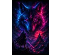 Neon Wolf Fantasy Notebook - Dark Aesthetic Journal