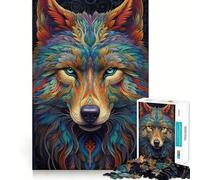 Neon Wolf for Adults 1000 Piece Jigsaw Puzzle Think Smart Toy Leisure Time Accurate Cut Art Collectible (50x75cm)