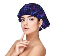 Neon Wolf Head Print Satin Silk Bonnet for Sleeping Women, Adjustable Double Layer Satin Hair Bonnet Night Sleep Cap for Curly Hair