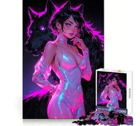 Neon Wolf Lady 1000 Piece Jigsaws for Adults Mind Exercise Toy Quiet Fun Design Assembly Thoughtful Gift (38x52cm)