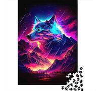 Neon Wolf Landscape 1000 Piece Thick Cardboard Classic Jigsaw Puzzle Adults Educational Challenge Beautiful Decoration Value Pack 70x50cm/1000pcs