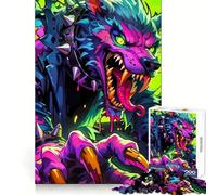 Neon Wolf Monster 1000 Piece Jigsaw Puzzles for Adults Jigsaw Recall Upgrade Quiet Calm Clear Cut Premium Gift (38x52cm)