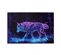 Neon Wolf Night Forest Jigsaw Puzzles for Adults 1000 Piece Challenge Toy 1000 Pieces Educational Game Puzzles for Adults Kids