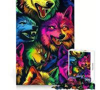 Neon Wolf Pack 1000 Piece Jigsaw Puzzles for Adults Teenagers Mind Game Toy Together Fun Neat Cut Amazing Present (38x26cm)