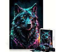 Neon Wolf Watercolor Portrait Jigsaw Puzzles 1000 Pieces for Adults Strong Logic Toy Stress Free Clear Edge Thoughtful Gift (50x75cm)