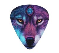 Neon wolf with purple head 12 guitar picks per pack, available in 3 different thicknesses, suitable for electric guitars, ukuleles, etc.