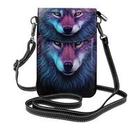 Neon wolf with purple head This microfiber leather pouch features multiple pockets, making it perfect for everyday outings.