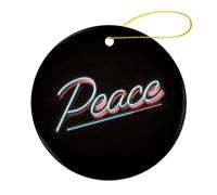 Neon Word Peace Christmas Tree Hanging Ornaments,2 Pieces, 7.2CM Round Double-Sided