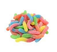 Neon Worms Fruit flavoured jelly sweets Fizzy Gummy Sweets Bag - Coated in sour sugar (2kg)