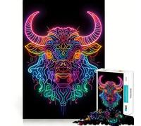 Neon Yak Animal 1000 Piece Jigsaw Puzzle for Adults Smart Game Soothing Fun Pattern Assembly Stylish Gift (38x52cm)