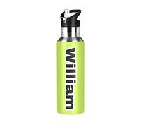 Neon Yellow Custom Insulated Water Bottle with Straw Lid Stainless Steel Personalized Vacuum Bottles with Handle for Hiking Cycling 20 oz BAP-Free