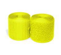 Neon Yellow Hook and Loop 2 Inch x 1 Yards Sew On Non-Adhesive Nylon Strips Wide Interlocking Strong Grip Roll Heavy Duty Fastener Tape Easy to Sew for Home Office School Car and Crafting DIY