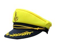 Neon Yellow Sailor Captain Hat Fancy Dress Costume Stag Do Navy