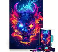 Neon Yokai Oni Jigsaw Puzzles 1000 Piece for Adults Smart Game Stress Free Pattern Assembly Warm Surprise (38x52cm)