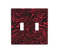 Neon Zebra Texture Red-Orange Stripes Double Gang Toggle Light Cover Wall Plate Switch Decor Standard Size - 11.4x11.4cm