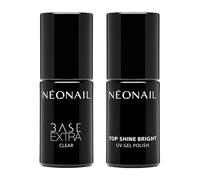 NÉONAIL Shiny Nails Set - Base Coat & Top Coat - Gel Nails UV - Nail Design - Base Extra Soft 7.2 ml & Top Shine Bright 7.2 ml