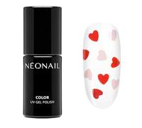 NEONAIL UV Nail Polish 7,2 ml - NEVER-ENDING LOVE - Clear with Pink-Red Hearts - NEONAIL Colours - UV Polish - Gel Nails - Nail Design - Shellac