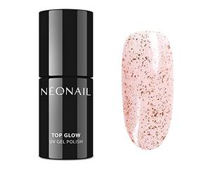 NEONAIL UV Nail Polish Top Coat Gel UV Top Glow Rose Gold Flakes 7,2 ml NEONAIL Top Coat For Nails UV Polish Glitter Gel Nails Nail Design