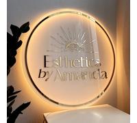 Neonapm Custom Backlit Sign, Acrylic Personalized Illuminated Logo Signs for Business, Storefront Design, Office Decor, Nail Salons, Beauty Studios, and Restaurant, Round Shape (14" to 46" Available)