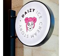 Neonapm Custom Round Lightbox Sign, Double Sided Illuminated Store Signs, Circle Outdoor LED Logo Shop Signage for Business Advertising, Cafés, Bars & Restaurants (Optional 12" to 24")