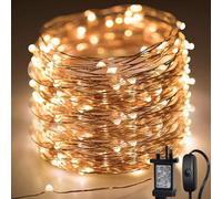 Neonawall 20m LED Fairy Lights Made of Copper Wire with Button, 200 LED Waterproof Fairy Lights with Plug for Party, Wedding, Christmas, Bedroom, Balcony, Indoor and Outdoor Decoration
