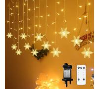 Neonawall Christmas Snowflake Lights 96LED Curtain Fairy Lights Plug in String Lights Christmas Lights Waterproof with 8 Modes Romote Outdoor Indoor Decoration for Bedroom Window Party Wedding Xmas