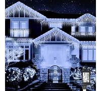 Neonawall Icicle Lights Outdoor, 48ft/720 LED Plug in Outdoor Christmas Lights 8 Modes Waterproof Mains Powered Decorate Lighting for Indoor Party Bedroom Garden Yard Christmas Tree