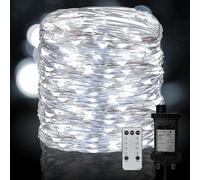 Neonawall Plug in Fairy String Lights, 30M 300 LED Silver Wire Lights Mains Powered 8 Mode Micro Firefly Lights for Bedroom Garden Wedding Party Christmas Decoration (Cool White)