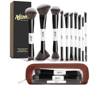 NEONIQ 10 PCS Foundation Makeup Brush Set With Bag Double Sided Foundation Contour Brush Blush Highlight Blending Eyebrow Eyeshadow Eyeliner Concealer Professional Face brush Set Tools（White）