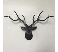 NEONMAN Resin Deer Head Sculpture Stag Head Deer Head Decor Wall Mount Wall Mount 3d Forest Animal Rustic Wall Art Background Wall Crafts Decor Deer Horn Wall Ornament Geometric 78x52cm(Black)