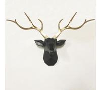 NEONMAN Resin Deer Head Sculpture Stag Head Deer Head Decor Wall Mount Wall Mount 3d Forest Animal Rustic Wall Art Background Wall Crafts Decor Deer Horn Wall Ornament Geometric 78x52cm(Gold-black)