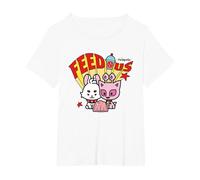 Neopets Feed Us Cute Retro Y2K Virtual Pets T-Shirt, Women's Plus, White, 4X