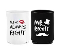 Neoprene Can Cooler Sleeves - 6" 1 Pair Mr and Mrs Beer Can Wrap | Insulated Anti-Slip Bottle Holder for Picnic, Camping, Outdoor Party, PA Accessories Set