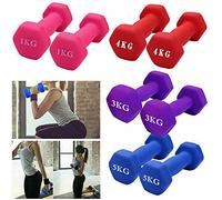 Neoprene Colour Hexagonal Dumbbells | Anti-Rolling, Home Gym Equipment, Fitness Exercise, Workout, Cardio, Free Weight, Lifting Set | Choose Weights for Men and Women 2X2KG PURPUL. DIMOND