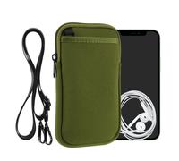kwmobile Neoprene Crossbody Phone Bag XL - 6.7/6.8" - Case with Strap - 17.2 x 8.4 cm Pouch for Women or Men - Olive Green