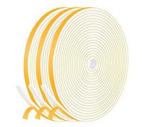 Neoprene Draught Excluder Tape - Heavy Duty Self Adhesive Weather Strip Seal for Doors & Windows | 6mm x 3mm, Blocks Drafts, Reduces Noise & Saves Energy | 3 Rolls (5M Each), Total 15M, White