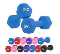 Neoprene Dumbbell - Cast Iron Core Hex Shape Hand Weight with Anti-Slip Grip, Durable Rubber Coating for Strength Training, Home Gym, Fitness & Aerobic Exercise (0.5-10 kg) (8Kg Pair-Blue)