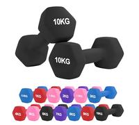 Neoprene Dumbbell - Cast Iron Core Hex Shape Hand Weight with Anti-Slip Grip, Durable Rubber Coating for Strength Training, Home Gym, Fitness & Aerobic Exercise (0.5-10 kg) (10Kg Pair-Black)