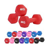 Neoprene Dumbbell - Cast Iron Core Hex Shape Hand Weight with Anti-Slip Grip, Durable Rubber Coating for Strength Training, Home Gym, Fitness & Aerobic Exercise (0.5-10 kg) (4Kg Pair-Red)
