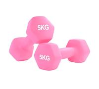 Neoprene Dumbbell - Cast Iron Core Hex Shape Hand Weight with Anti-Slip Grip, Durable Rubber Coating for Strength Training, Home Gym, Fitness & Aerobic Exercise (0.5-10 kg) (5Kg Pair-Pink)
