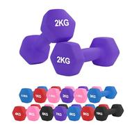 Neoprene Dumbbell - Cast Iron Core Hex Shape Hand Weight with Anti-Slip Grip, Durable Rubber Coating for Strength Training, Home Gym, Fitness & Aerobic Exercise (0.5-10 kg) (2Kg Pair-Purple)