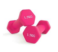 Neoprene Dumbbell Hand Weights, Sweat-Resistant Dumbellsweights Set, Home Gym Fitness - Set of 2 Dumbbells - (Pink, 1.5KG)