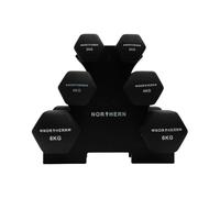 Neoprene Dumbbell Weights Dumbbells Set Home Gym Fitness Aerobic Exercise Strength Building Pilates Muscle Toning Training Physio Hex Shape Anti-Roll Non-Slip (2/4/6KG with Rack)