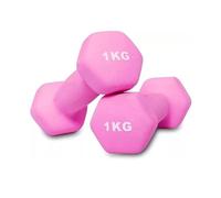 Neoprene Dumbbells 1KG x 2 Weights Iron Hand Aerobic Workout Fitness Gym | Comfortable To Hold and Soft on Floors Excellent Fitness Accessories For Toning and Strength Workouts - PINK