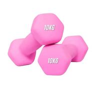 Neoprene Dumbbells Set 0.5-10 kg Pairs | Non-Slip Coated Weights for Aerobic Workout & Strength Training | Hex Hand Dumbbells for Home Gym Fitness in Orange, Blue & Pink (Pink, 10KG Pair)